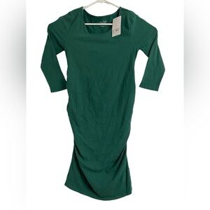 Isabel Maternity by Ingrid & Isabel Long Sleeve Side Ruching Dress Green Medium